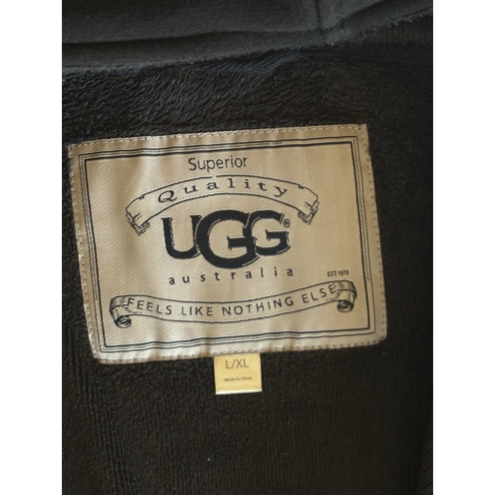 UGG Robe Adult L/XL Black Fleece Belted Hooded Plush Indoor Loungewear - Picture 5 of 6